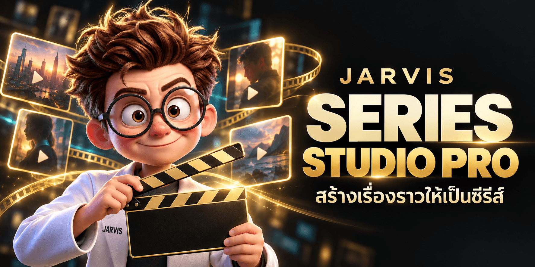 ภาพโฆษณา Jarvis Series Studio Pro พร้อมคาแรกเตอร์ Jarvis — สร้างเรื่องราวให้เป็นซีรีส์